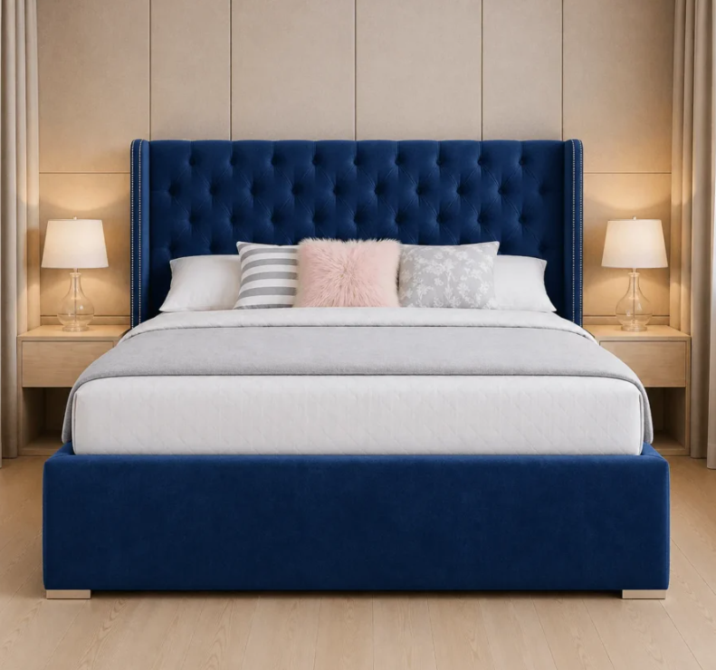 Sapphire Royal Velvet Wingback Bed