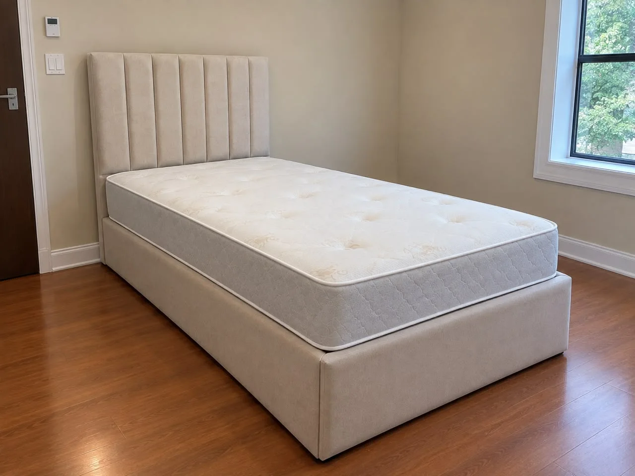 Upholstered Channel-Tufted Storage Bed