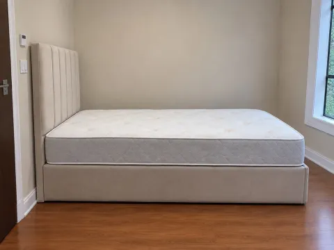 Upholstered Channel-Tufted Storage Bed