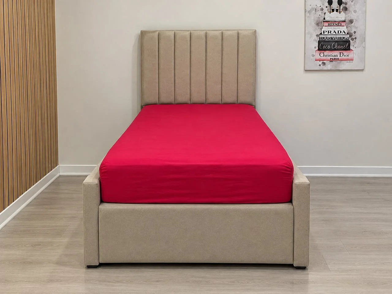 Vertical Channel-Tufted Upholstered Storage Bed