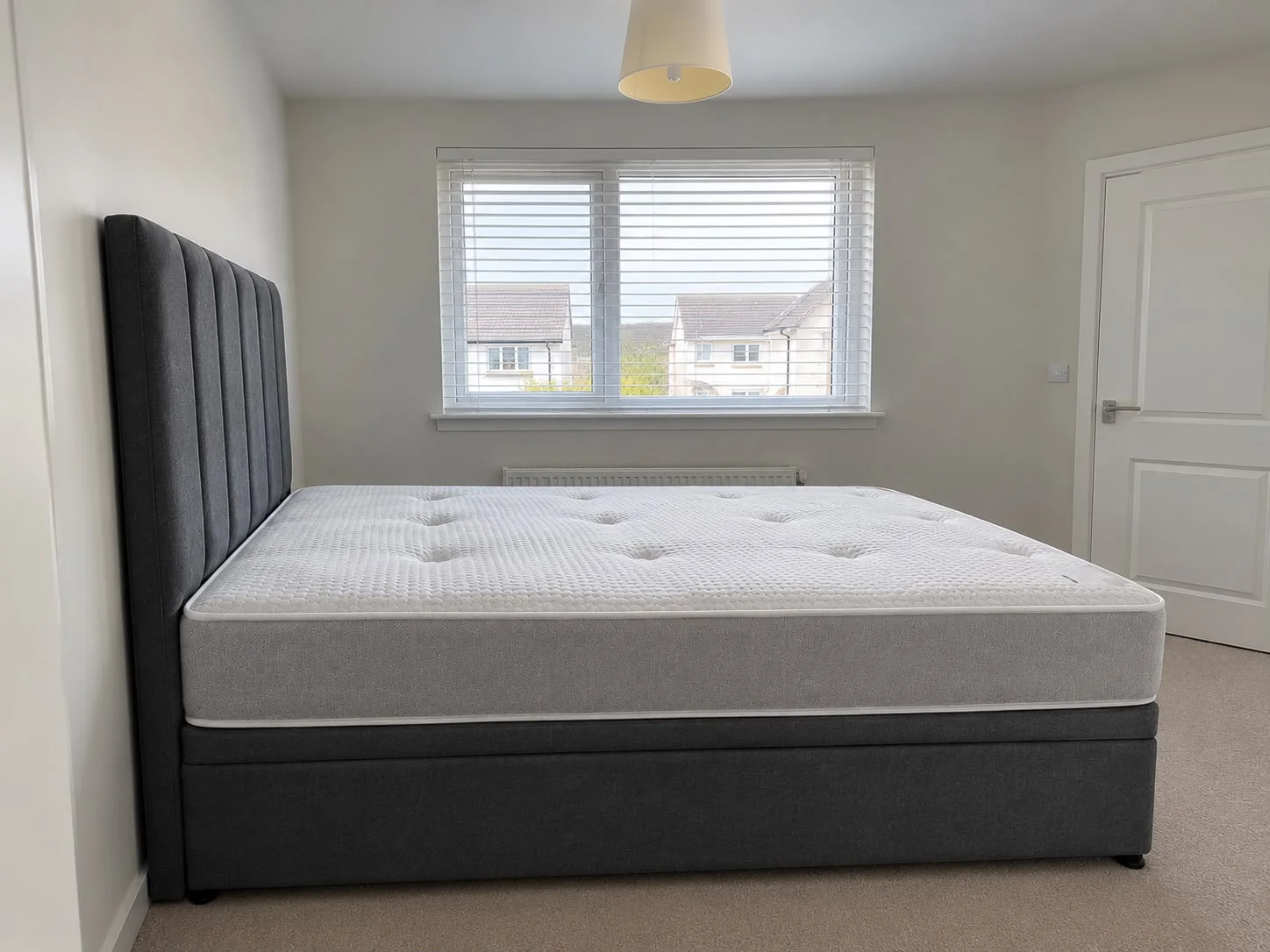 Modern Grey Vertical Channel Divan Bed