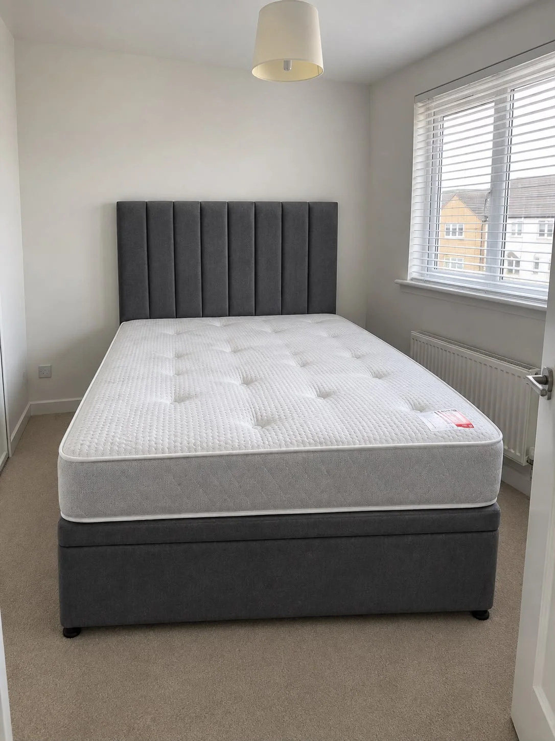 Modern Grey Vertical Channel Divan Bed