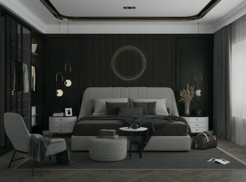 Diwan bed with a sturdy upholstered base in a contemporary bedroom